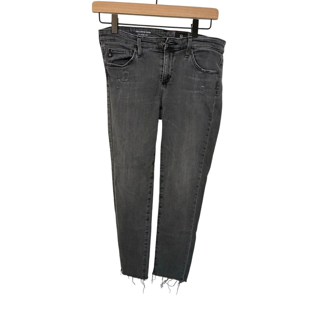AG Adriano Goldschmied Stevie Capri Faded Black Cropped Skinny Jeans 28 Goth Emo - Picture 3 of 6